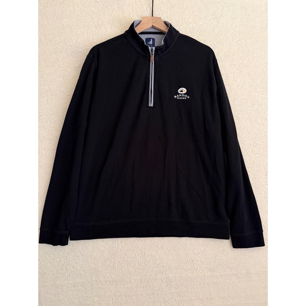 Johnnie-O Sweatshirt Mens XL Black Sully Bandon Dunes 1/4 Zip Pullover Golf